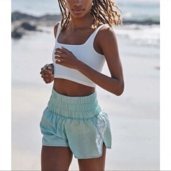 Free People FP Movement Women's Sz L Turquoise Mint The Way Home Pull On Shorts - Picture 7 of 8